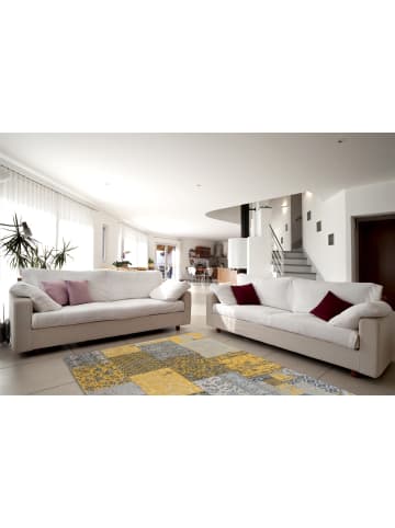 Kayoom Kurzflor Teppich Symphony 160 in gold - rechteckig