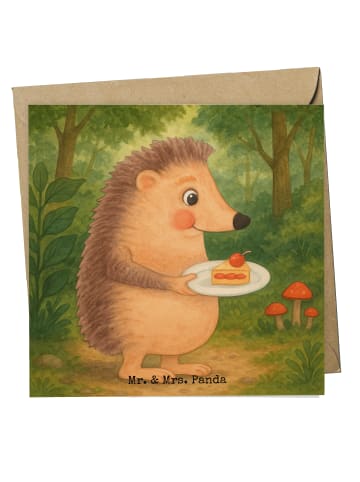 Mr. & Mrs. Panda Klappkarte Igel Kuchenstück Design ohne Spruch in Weiß