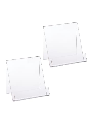 relaxdays 2x Buchaufsteller in Transparent - (B)15 x (H)15 x (T)11,5 cm