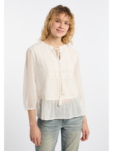 DreiMaster Damen Blusenshirt Mit Spitze in WOLLWEISS