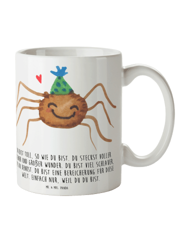 Mr. & Mrs. Panda Sprüchetasse Spinne Agathe Party mit Spruch in Weiß