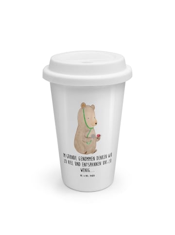 Mr. & Mrs. Panda keramik kaffeebecher Bär Arzt mit Spruch in Weiß