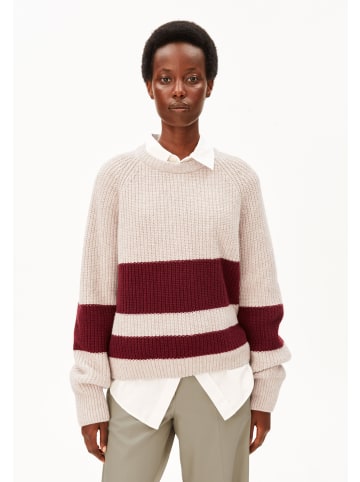 armedangels Strickpullover Rib Striped in beige bordeaux - 0001