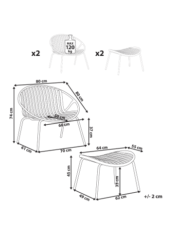 Beliani 4er-Set Cocktailsessel CASPERIA in Grün