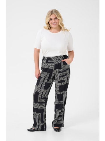 KAFFE curve Casual Hose KCdonna Regular fit in Black/Beige Graphic Lines