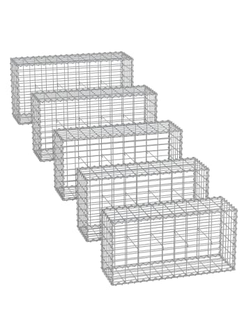 SONGMICS 5er-Set: Gabionen in Silbern - (B)100 x (H)50 x (T)30 cm