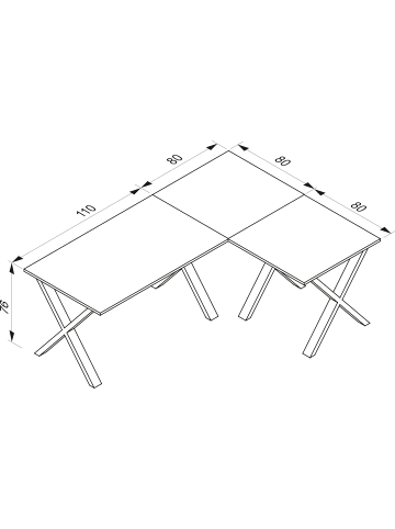 VCM  X Schreibtisch Eckschreibtisch L Form 190x160x80 in Schwarz / Weiß