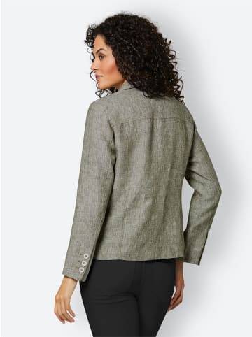 creation L Leinen-Blazer in khaki-weiß-meliert