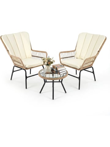 COSTWAY 3 tlg. PE-Rattan Gartenmöbel Set in Beige