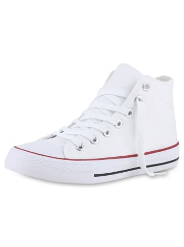 VAN HILL Sneaker High Allison in Weiss Rot
