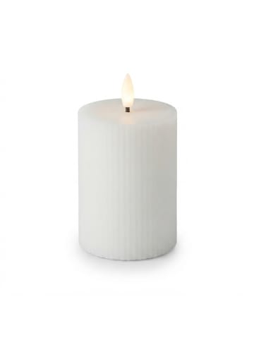 relaxdays 4 x LED Kerzen in Hellgrau - (H)13 x Ø 7,5 cm