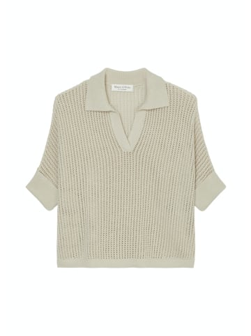 Marc O'Polo Pullover, short sleeve, polo neckline in Beige