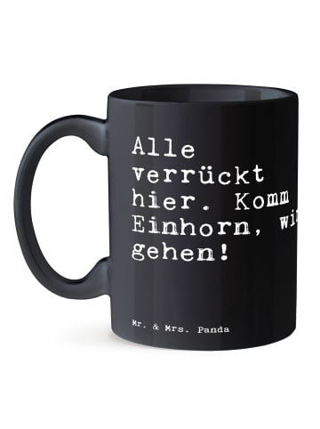 Mr. & Mrs. Panda Becher Alle verrückt hier. Komm... mit Spruch in Schwarz