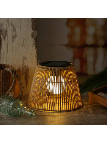 MARELIDA LED Solar Laterne/Hängeleuchte in Rattanoptik H: 22cm in natur