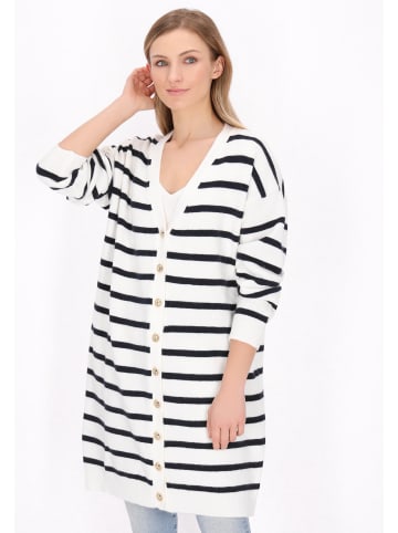 DreiMaster Maritim Women Cardigan in offwhite navy stripe
