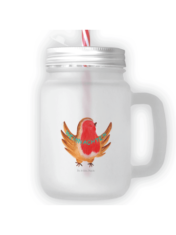 Mr. & Mrs. Panda Trinkgefäß Rotkehlchen Weihnachten ohne Spruch in Transparent