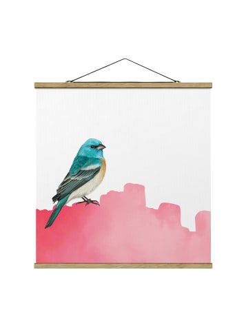 WALLART Stoffbild mit Posterleisten - Vogel auf Pink in Pink