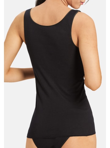 Hanro Unterhemd / Top Cotton Seamless in Weiß / schwarz