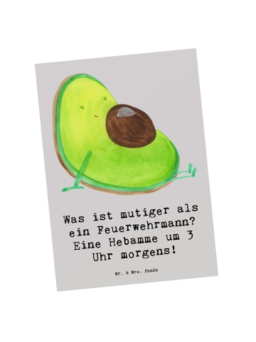 Mr. & Mrs. Panda Designkarte Mutige Hebamme mit Spruch in Grau Pastell