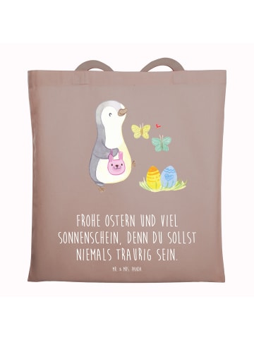Mr. & Mrs. Panda Tragetasche Pinguin Eier suchen mit Spruch in Braun Pastell