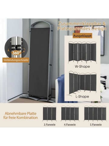 COSTWAY Raumteiler 6 tlg. 188cm in Grau