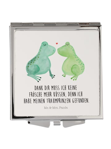 Mr. & Mrs. Panda Handtaschenspiegel quadratisch Frosch Liebe mit... in Weiß