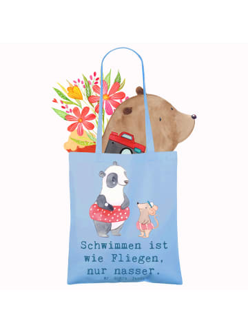 Mr. & Mrs. Panda Jutebeutel Schwimmen wie Fliegen mit Spruch in Sky Blue
