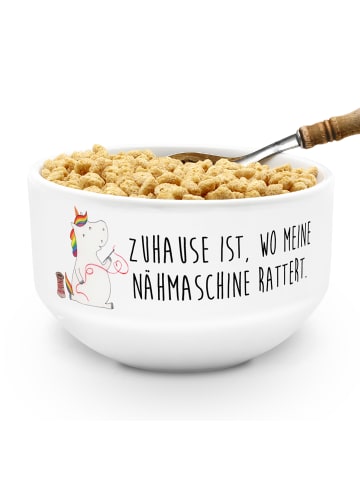 Mr. & Mrs. Panda Schüssel Einhorn Näherin mit Spruch in Weiß