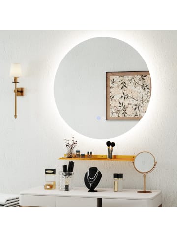 COSTWAY 60cm Badspiegel mit Beleuchtung in Silber