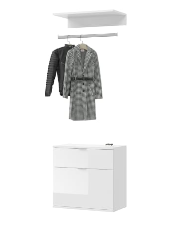 Inn.Furn Garderoben-Set weiß Hochglanz 61 cm, Zwischenbau mit Kleiderstange