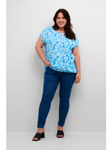 KAFFE curve Langarm-Bluse KClise in Large Blue Flower Print