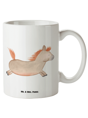 Mr. & Mrs. Panda Kaffeepott Pferd Springen ohne Spruch in Weiß