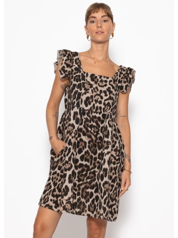 SASSYCLASSY Gestreiftes Musselinkleid in Beige