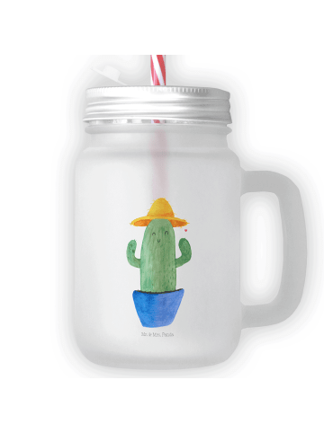 Mr. & Mrs. Panda Glas Kaktus Hut ohne Spruch in Transparent