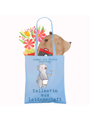 Mr. & Mrs. Panda Tragetasche Kellnerin Leidenschaft mit Spruch in Sky Blue