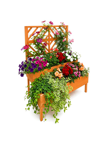 relaxdays Blumenkasten mit Spalier in Orange - (B)109 x (H)135 x (T)62 cm