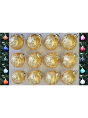 Thüringer Glasdesign 12x Thüringer Glas Eislack 6cm Christbaumkugeln in Gold