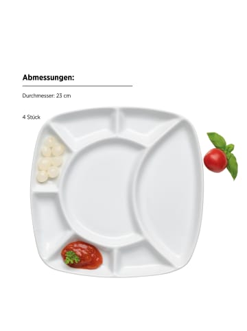Mäser Fondueteller Set, Porzellan - in Weiß