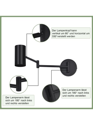 ZMH 2er-Set Wandleuchte in schwarz GU10 schwenkbar lampe