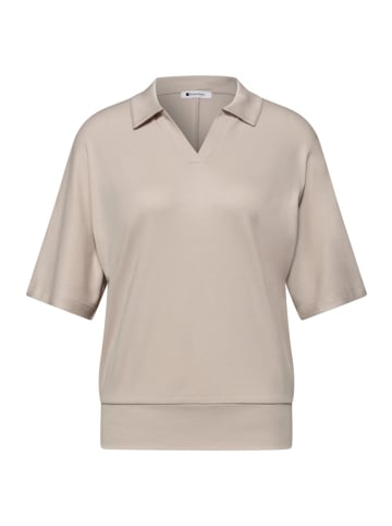 Street One Dropped Shoulder Poloshirt mit Elastikbund in Beige