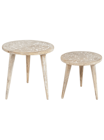 Beliani 2er-Set Tisch Set UDAY in Braun/Weiß