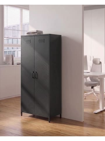 Beliani Kleiderschrank VARNA in Schwarz - (W) 76 x (H) 170 x (L) 50 cm
