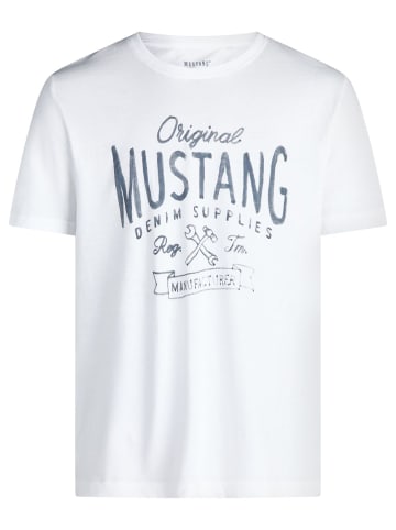 Mustang T-Shirt Basic Print Tee in Weiß