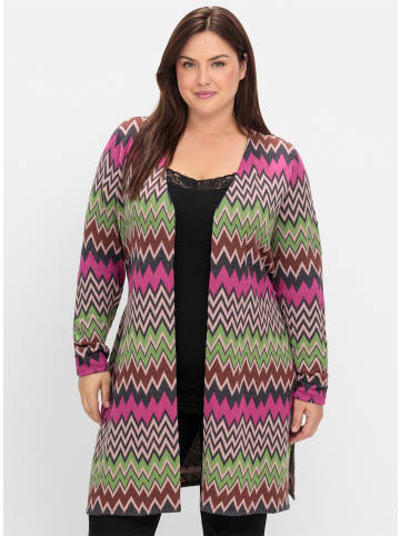 sheego by Joe Browns Longstrickjacke in beere-gemustert