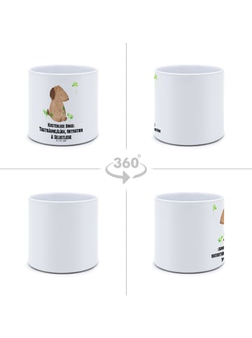 Mr. & Mrs. Panda XL Blumentopf Hund Kleeblatt mit Spruch in Weiß