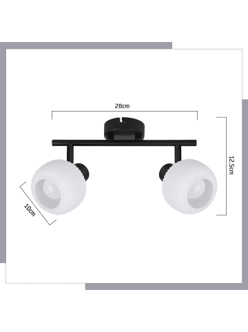 ZMH Deckenleuchte in schwarz 2-flammige E14 Glas Morden schwenkbar Deckenspots