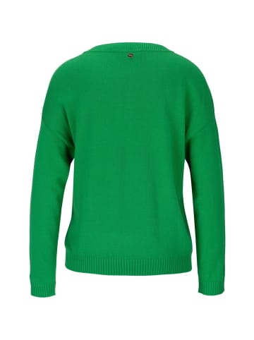 Rich & Royal V-Ausschnitt-Pullover V-Neck With Placket in grün