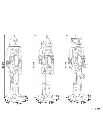 Beliani 3er-Set Dekofigur LJUSNAN in Grün/Rot/Schwarz