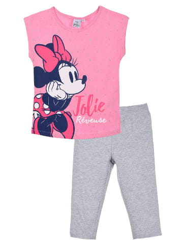 Disney Minnie Mouse 2tlg. Outfit: Schlafanzug Sommer kurzarm T-Shirt und Hose in Pink