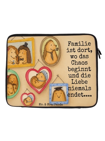 Mr. & Mrs. Panda Laptop Sleeve Igel Familie Design mit Spruch in Weiß